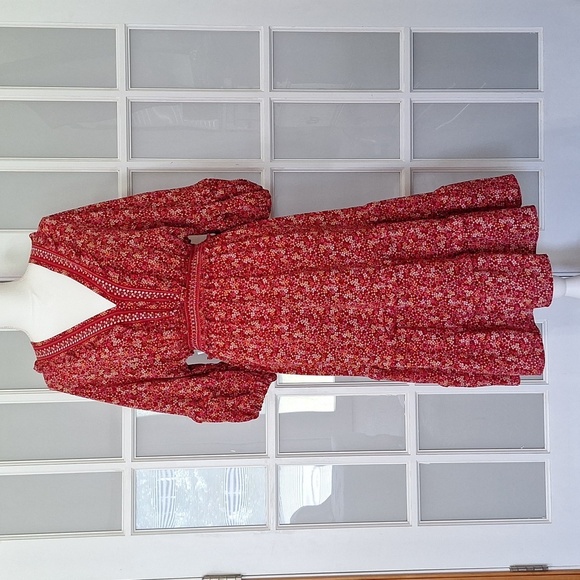 Max Studio Floral V-neck Midi Dress with Balloon Sleeves - Picture 1 of 15